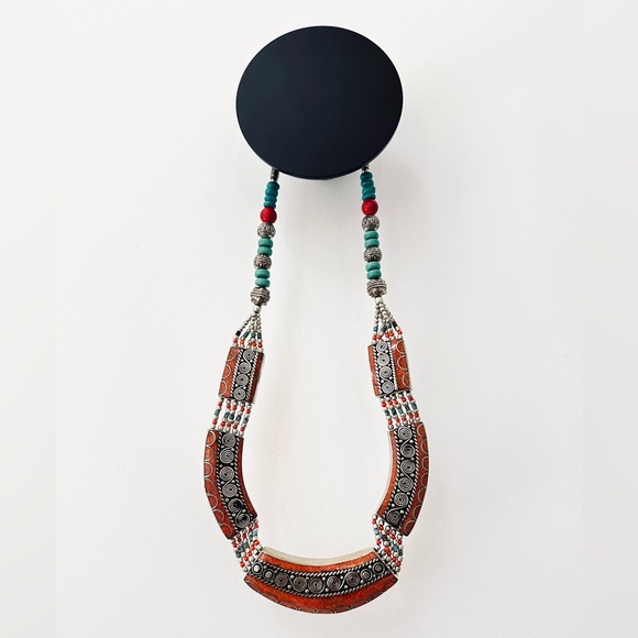 Turquoise and Coral Silver Tibetan Antique Look Necklace Jewelry Beads NEW - Picture 4 of 4